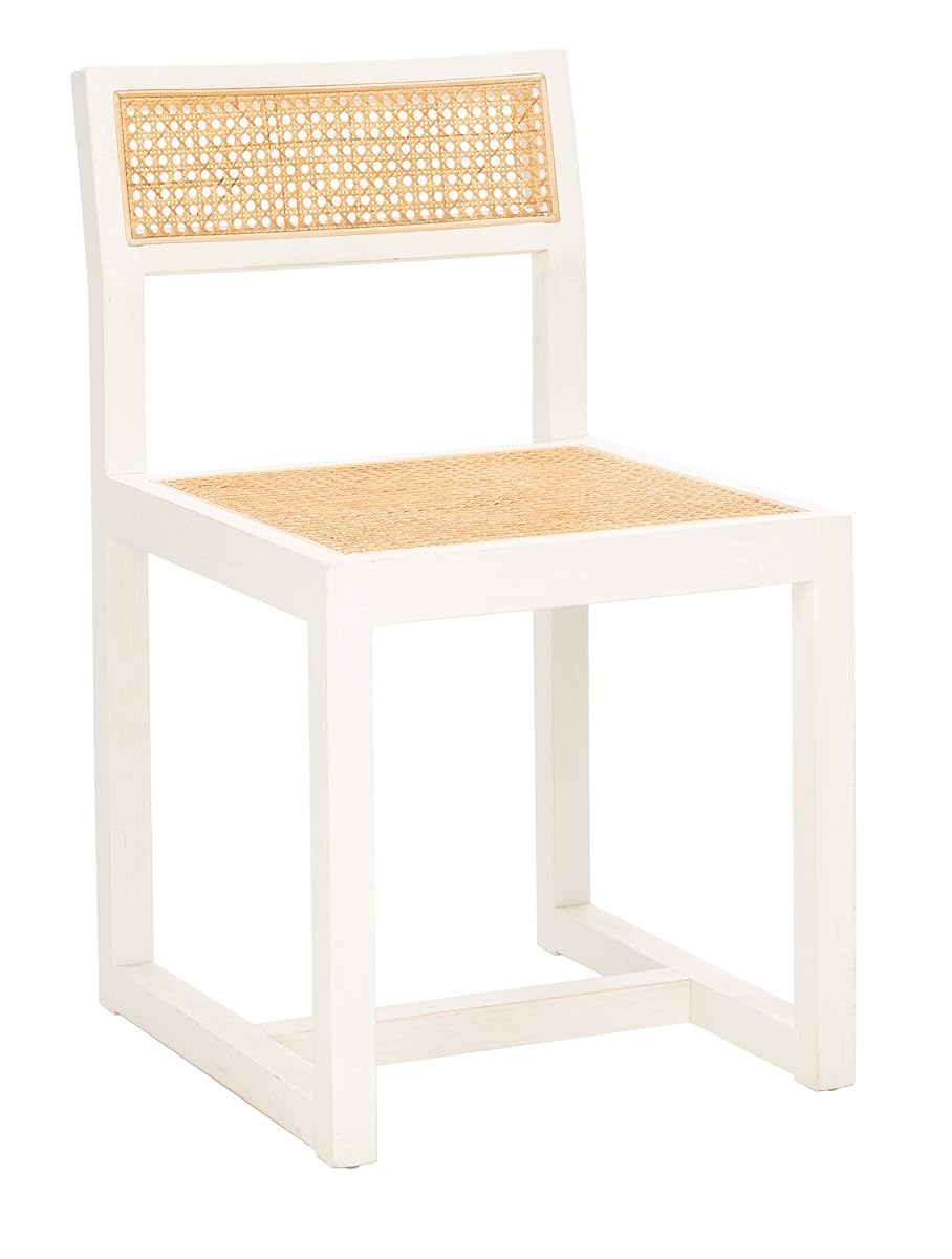 Safavieh Home Bernice White and Natural Cane Dining Chair