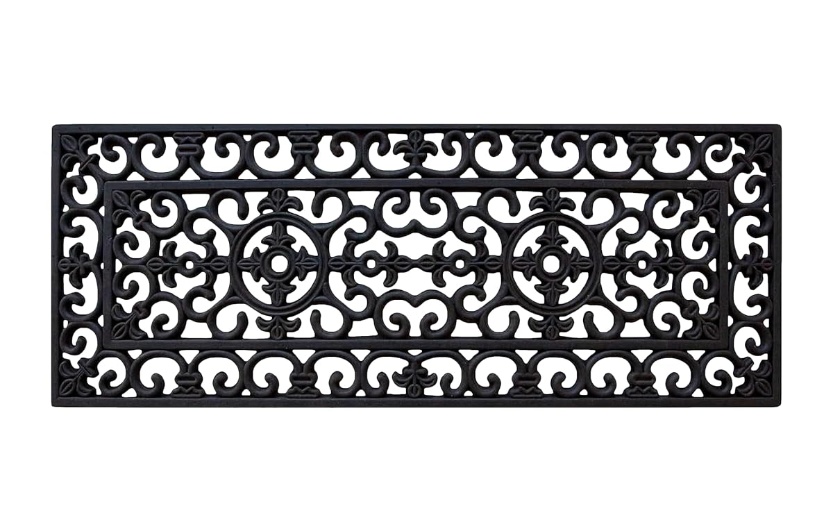 8-LB Heavy Duty Rubber Doormat 18"×48" - Won't Blow Away | Outside Front Door Mat, Mud Dirt Scraper, Non-Slip Drainage Mat for Entryway Patio Garage, All-Weather, 100% Rubber