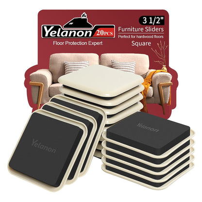 Furniture Sliders, 20 pcs-3 1/2” Square Beige Furniture Sliders for Carpet, Furniture Pads for Hardwoods Floors，Furniture Movers Sliders, Reusable Moving Pads, Floor Protectors for Carpet