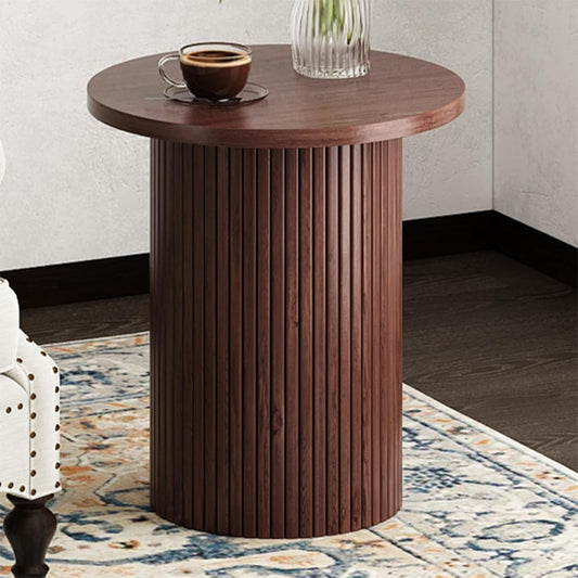 Walnut Pedestal Side Table 16.93'' Dia