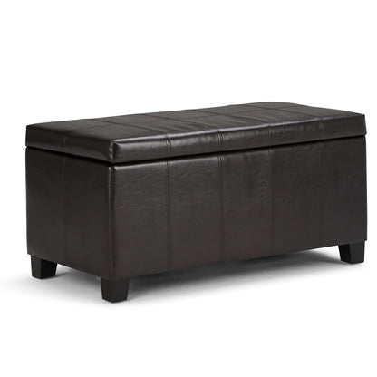 Dover Storage Ottoman Bench - 36 inch Wide Upholstered Vegan Leather Rectangular Lift-Top Ottoman in Tanners Brown, Contemporary Bench for Living Room with Safety Hinges