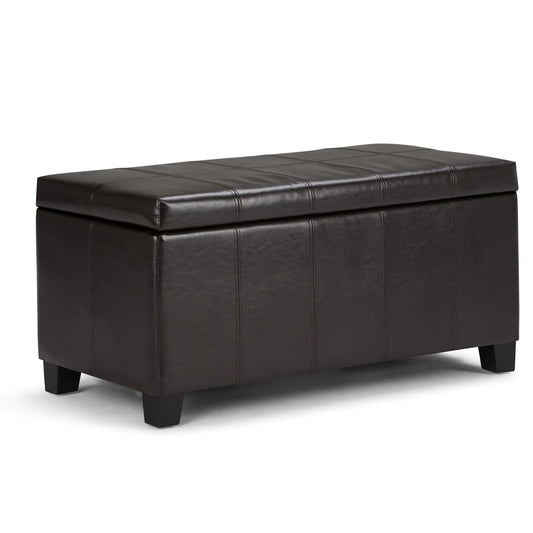 Dover Storage Ottoman Bench - 36 inch Wide Upholstered Vegan Leather Rectangular Lift-Top Ottoman in Tanners Brown, Contemporary Bench for Living Room with Safety Hinges