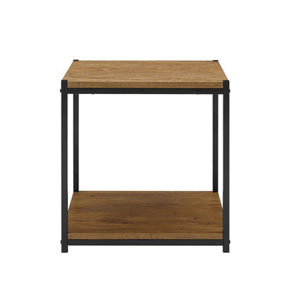 Tall Side End Table Furniture Designs |Brooklyn Series | Night Stand | Coffee Table |Storage Shelf | Sturdy | Easy Assembly | Brown Oak Wood Look Accent Furniture with Metal Frame