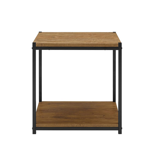 Tall Side End Table Furniture Designs |Brooklyn Series | Night Stand | Coffee Table |Storage Shelf | Sturdy | Easy Assembly | Brown Oak Wood Look Accent Furniture with Metal Frame