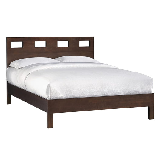 Solid Wood Platform Bed, Queen, Riva - Chocolate Brown