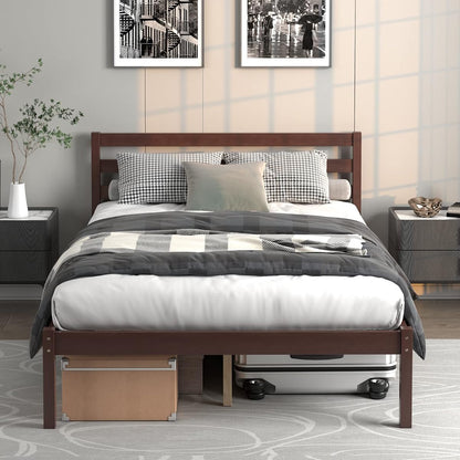 Full Wood Platform Bed Frame with Headboard