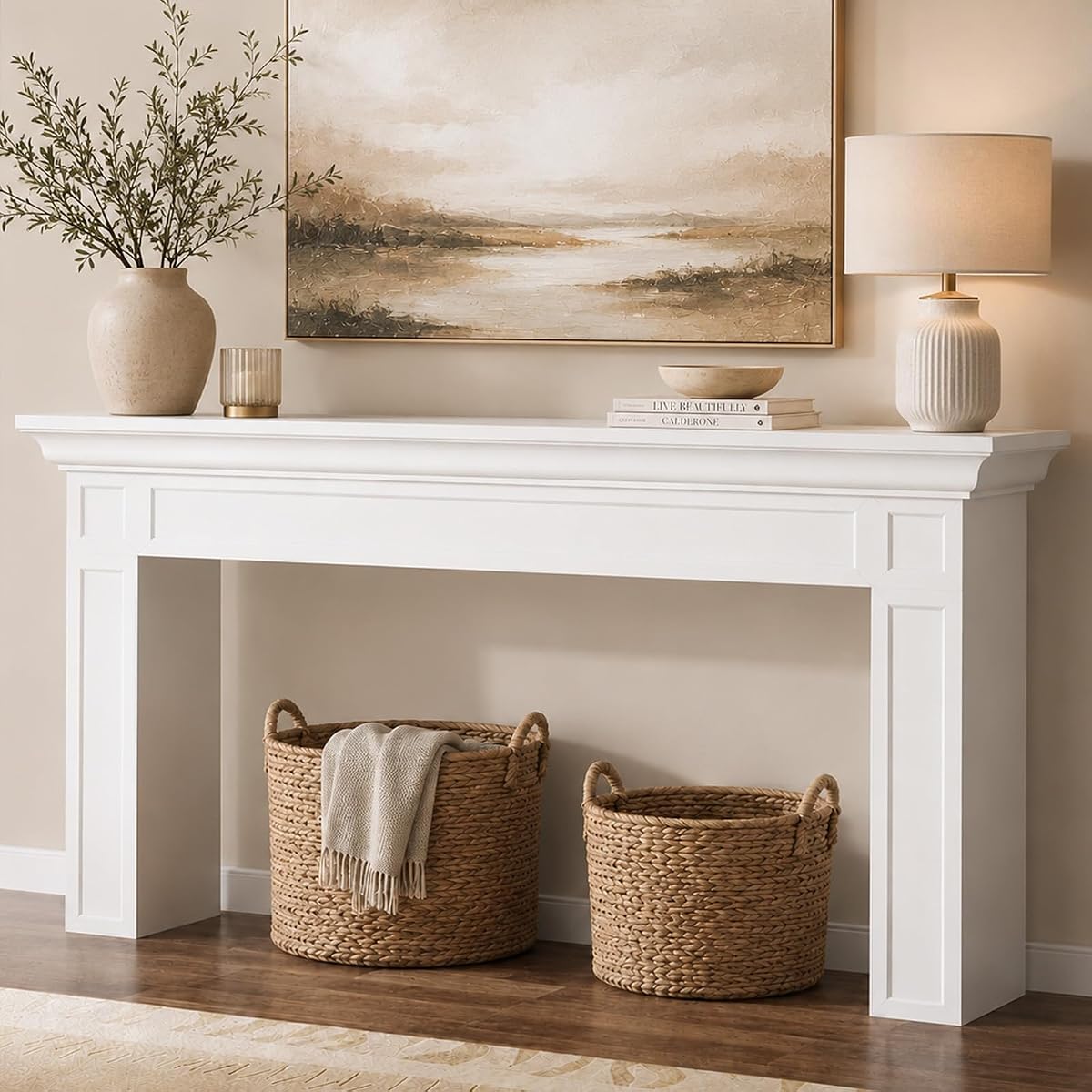 63" Long Console Tables for Entryway, Modern Rectangular Sofa Table Behind the Couch, Narrow Long Entry Accent Table for Living Room, Entrance, Hallway, Foyer (White)