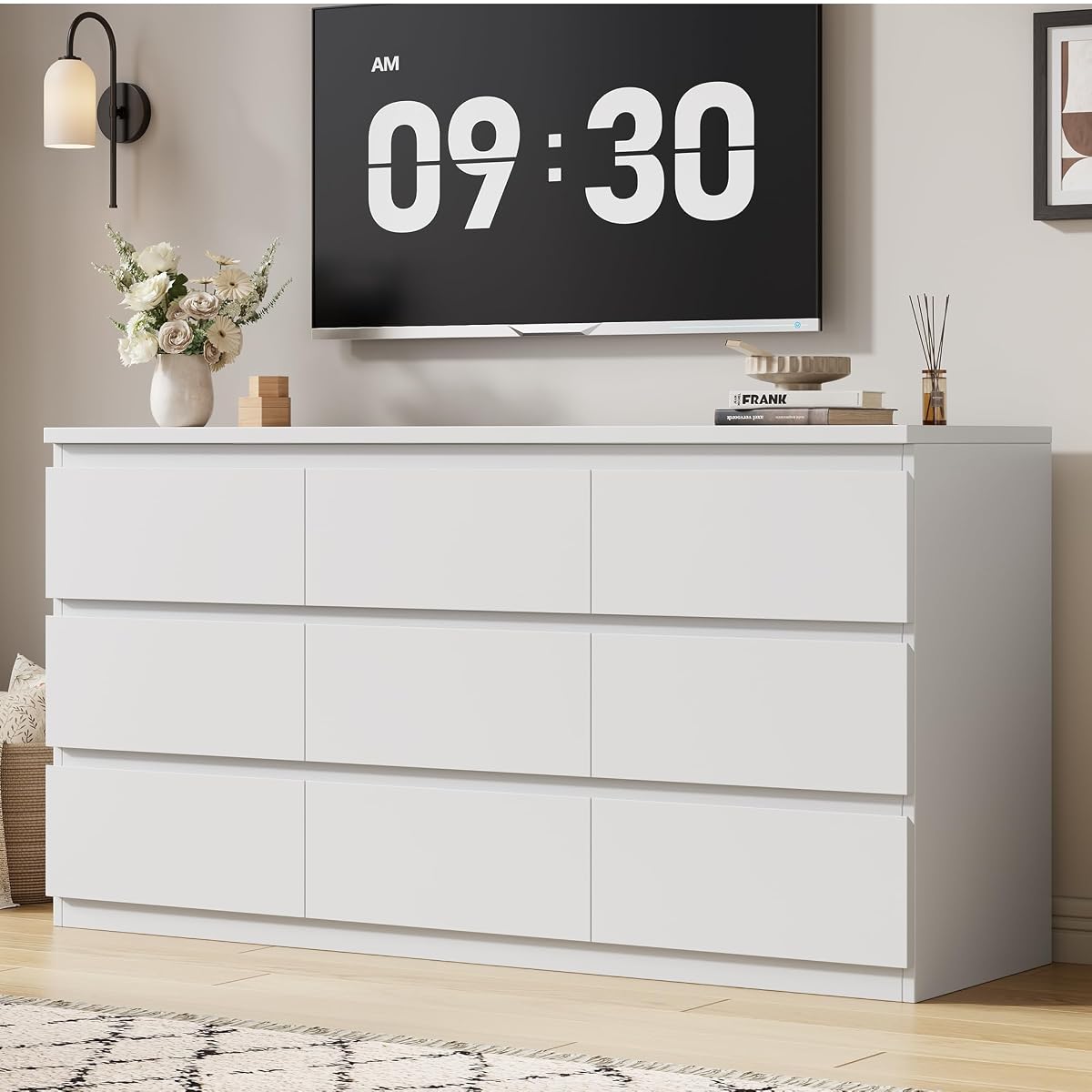 Modern 9 Drawer Dresser for Bedroom, Simply Chest of Drawers