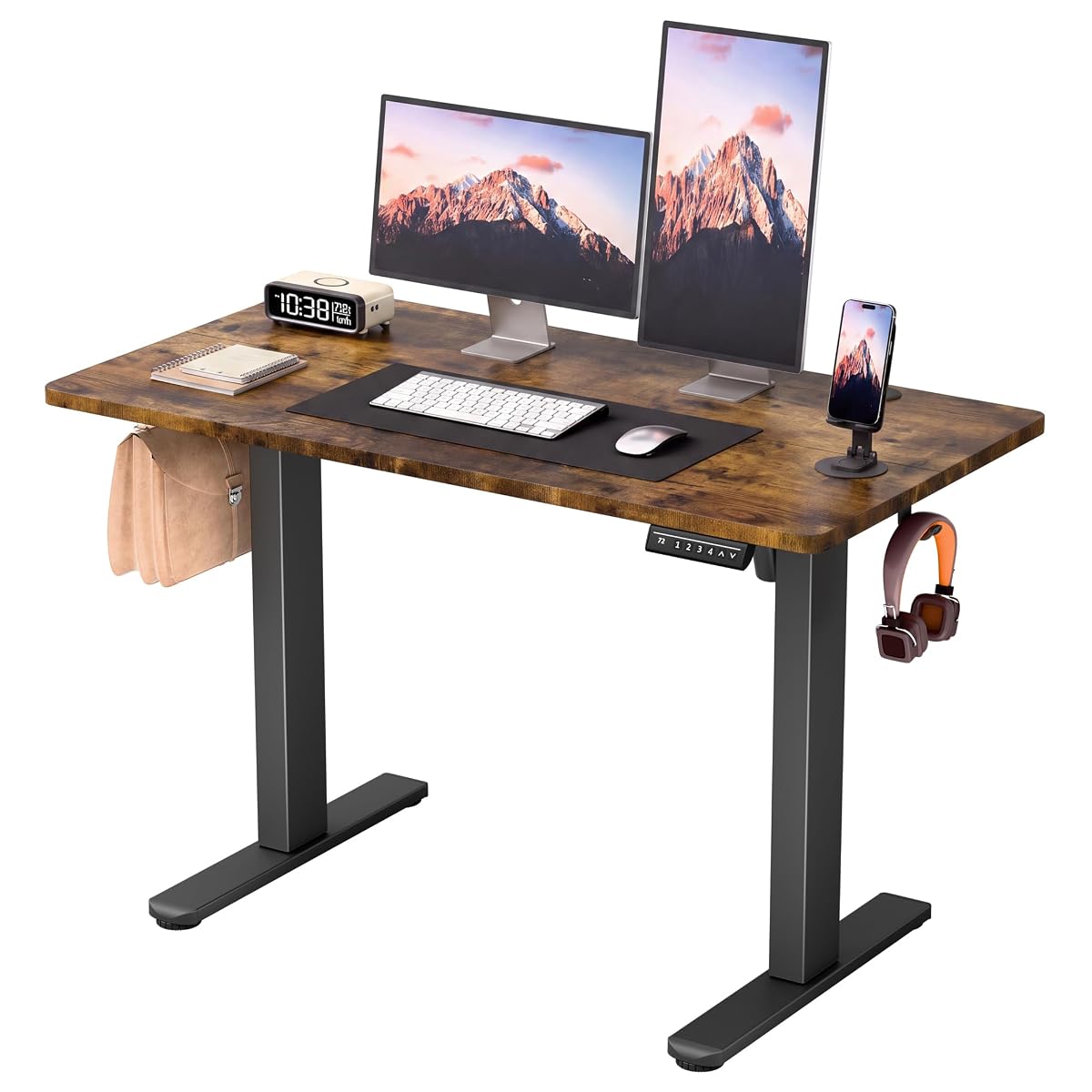 45 Inches Electric Standing Desk, Home Office Desk with Phone Holder