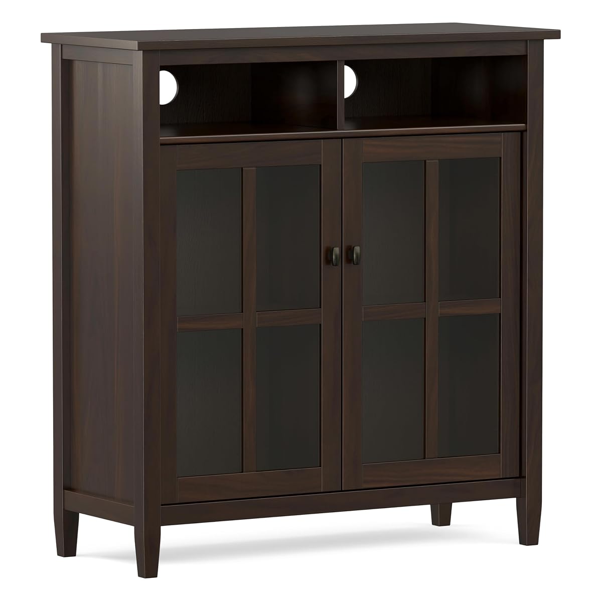 Warm Shaker 39" Solid Wood Media Cabinet in Brunette Brown