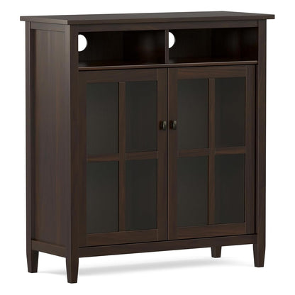 Warm Shaker 39" Solid Wood Media Cabinet in Brunette Brown