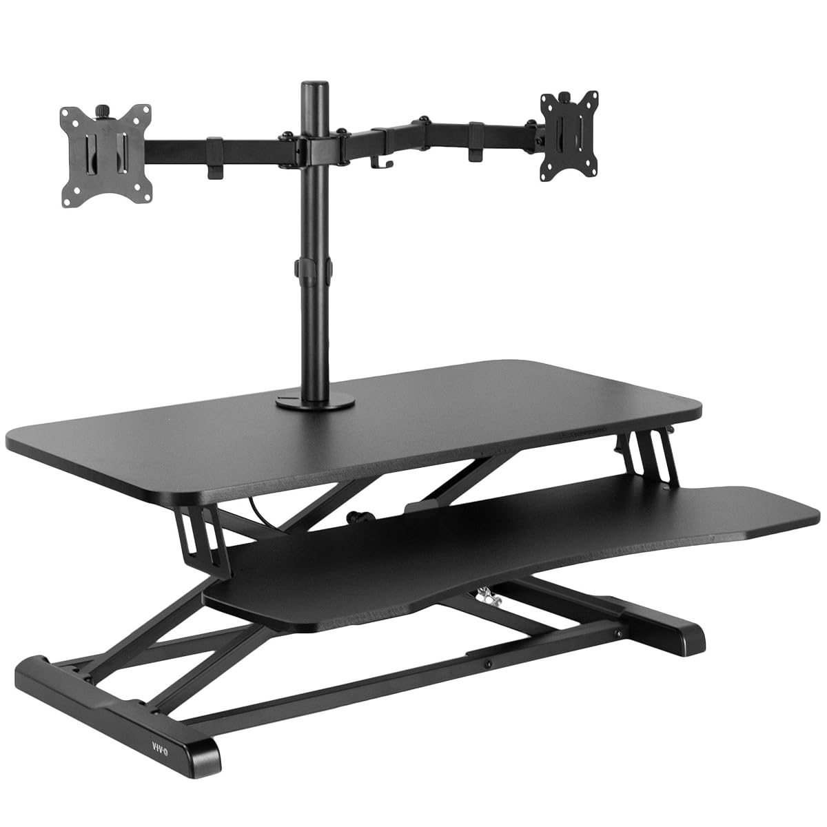 VIVO Black 32 in Standing Desk Converter with Monitor Stand, DESK-V000K-M2