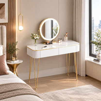 Small makeup Vanity with Mirror and Lights for Bedroom