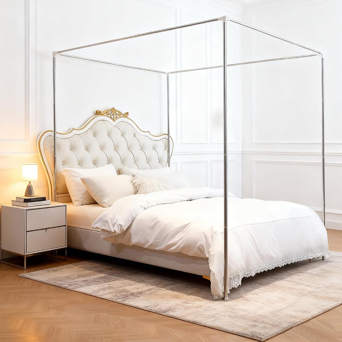 Canopy Bed Poles Stainless Steel Metal Frame 4 Corner Post Bed Frame Poles