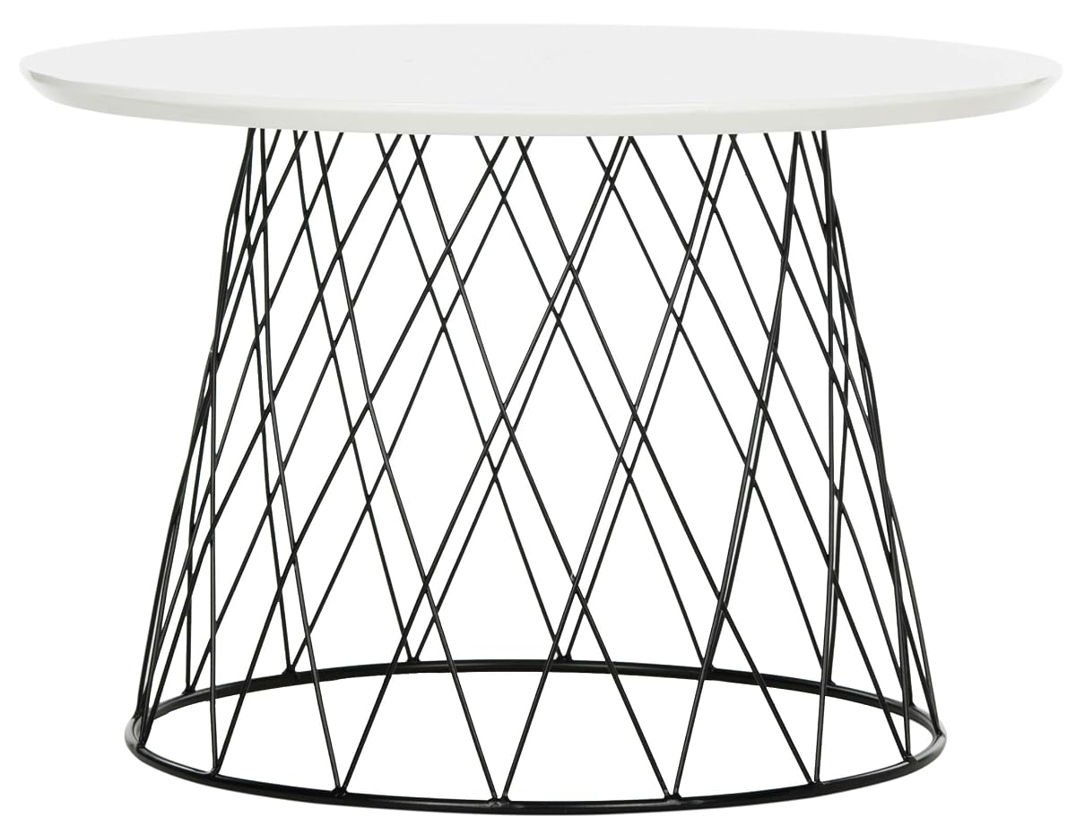 Safavieh FOX4245C Home Collection Roper Retro Mid-Century White and Black Wood End Table