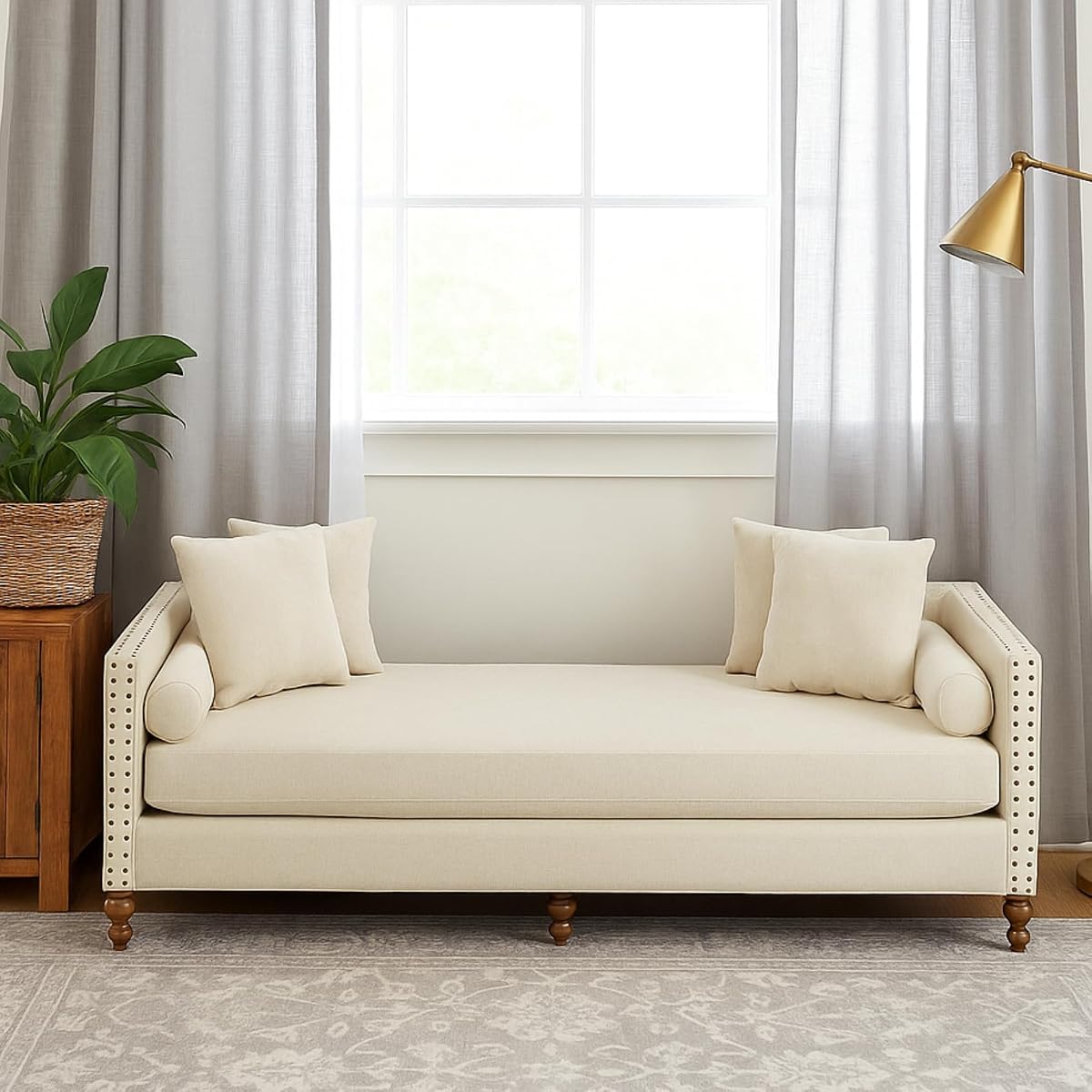 75.2" Oversized Chaise Lounge, Chenille End of Bed Bench with Tufted Arms
