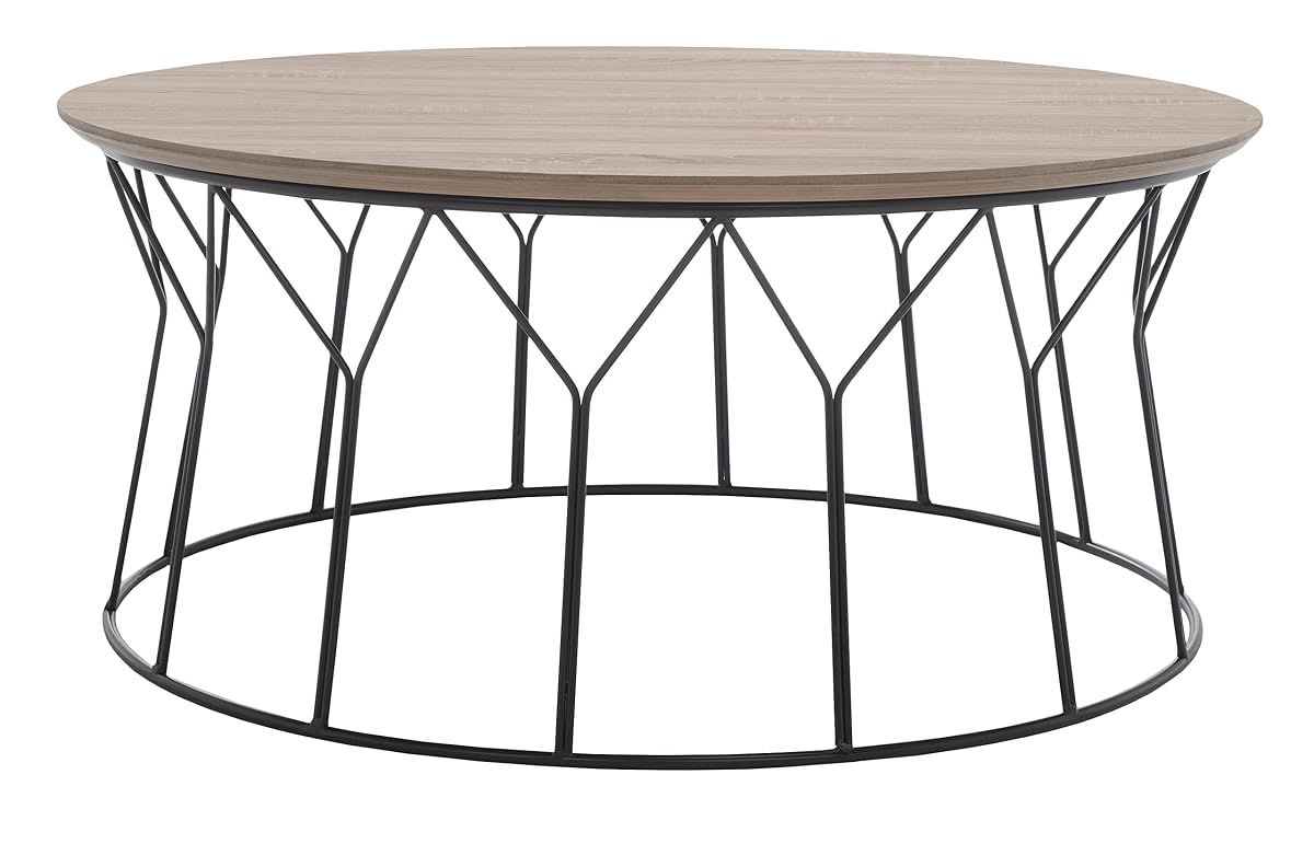 Safavieh Home Collection Deion Retro Mid-Century Light Oak and Black Wood Coffee Table