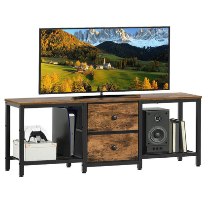 TV Stand for TVs up to 55", Entertainment Center with 2 Fabric Drawer