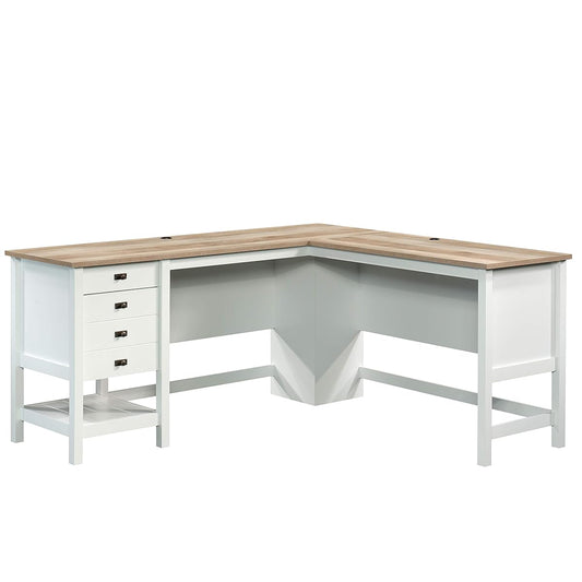 Cottage Road L Shaped Desk Computer Desk with Drawers, Home Office Desk with Optional File Cabinet Storage, Cable Management, in Soft White Finish
