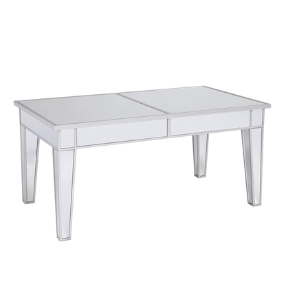 Southern Enterprises Mirage Cocktail Table - Mirror Finish w/Silver Trim - Glam Style
