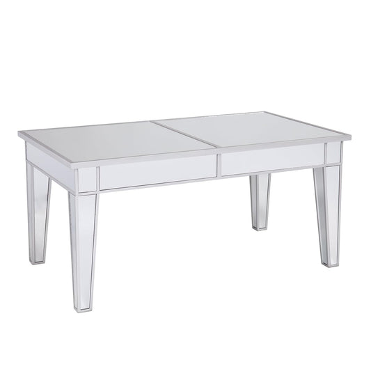 Southern Enterprises Mirage Cocktail Table - Mirror Finish w/Silver Trim - Glam Style