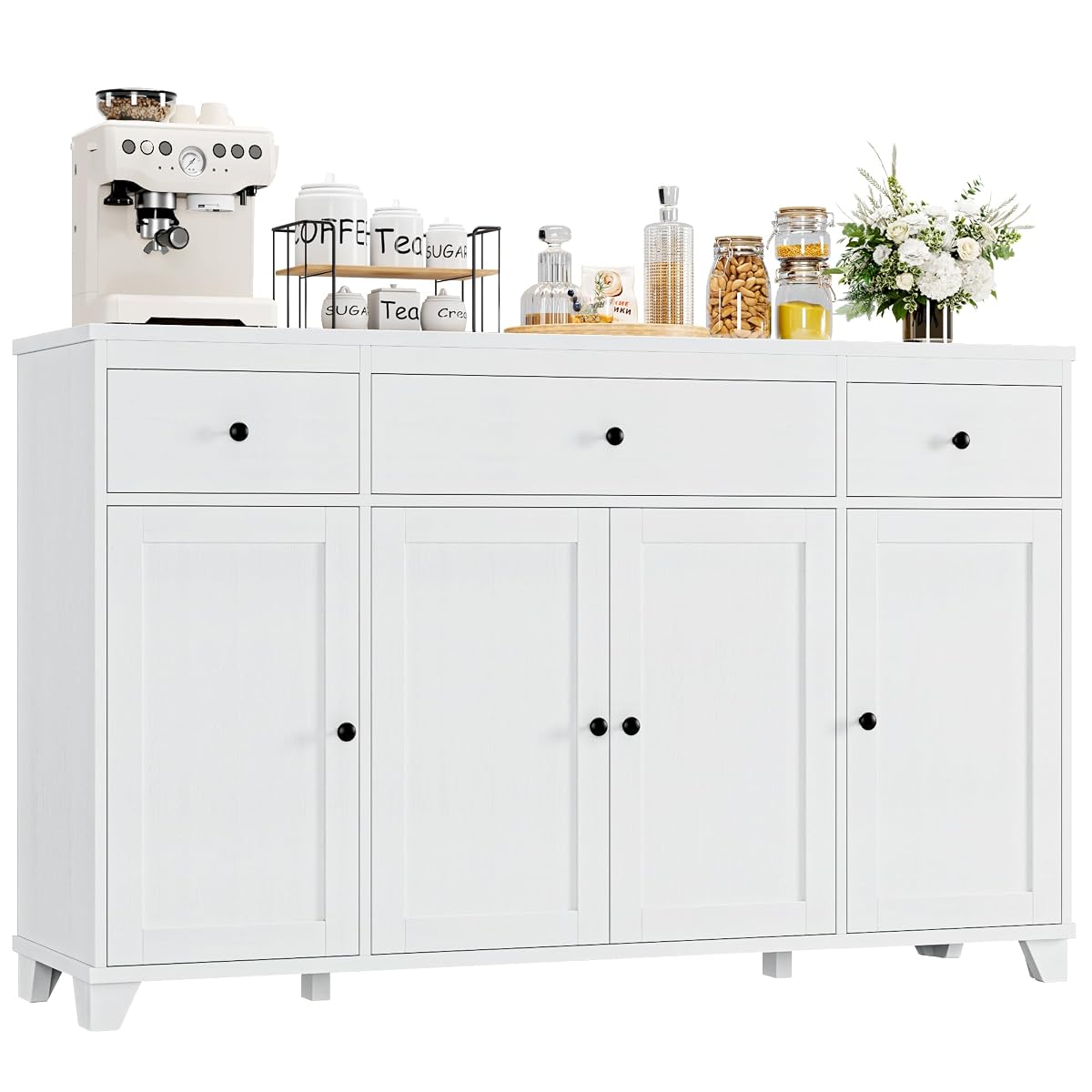 55" Kitchen Buffet Cabinet with Storage, Sideboard with Drawer, White