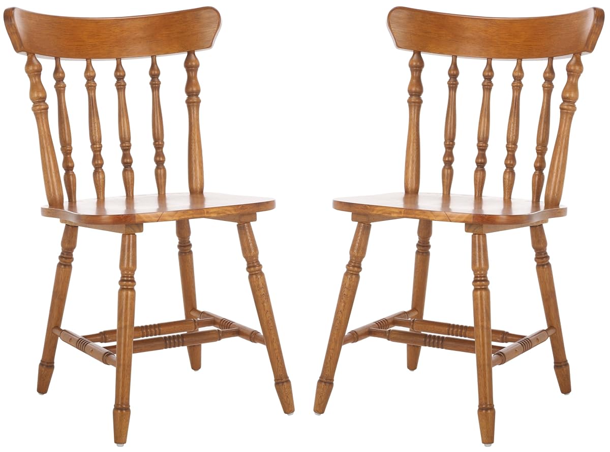 SAFAVIEH Home Collection - Coralyn Honey Caprail Dining Chair Set of 2, Solid Wood Farmhouse Kitchen Chairs (DCH8505C-SET2)