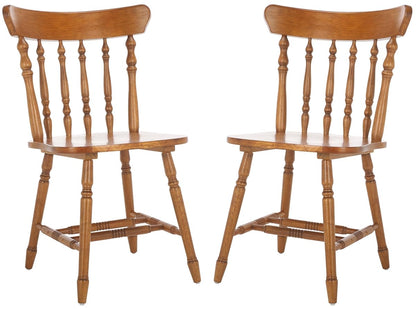 SAFAVIEH Home Collection - Coralyn Honey Caprail Dining Chair Set of 2, Solid Wood Farmhouse Kitchen Chairs (DCH8505C-SET2)