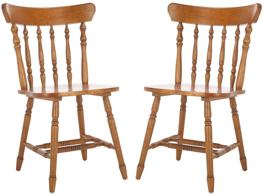 SAFAVIEH Home Collection - Coralyn Honey Caprail Dining Chair Set of 2, Solid Wood Farmhouse Kitchen Chairs (DCH8505C-SET2)