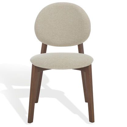 SAFAVIEH Couture Collection - Kayleen Walnut & Beige Dining Chair Set of 2, Modern Upholstered Side Chairs with Solid Wood Frame (SFV6712A-SET2)
