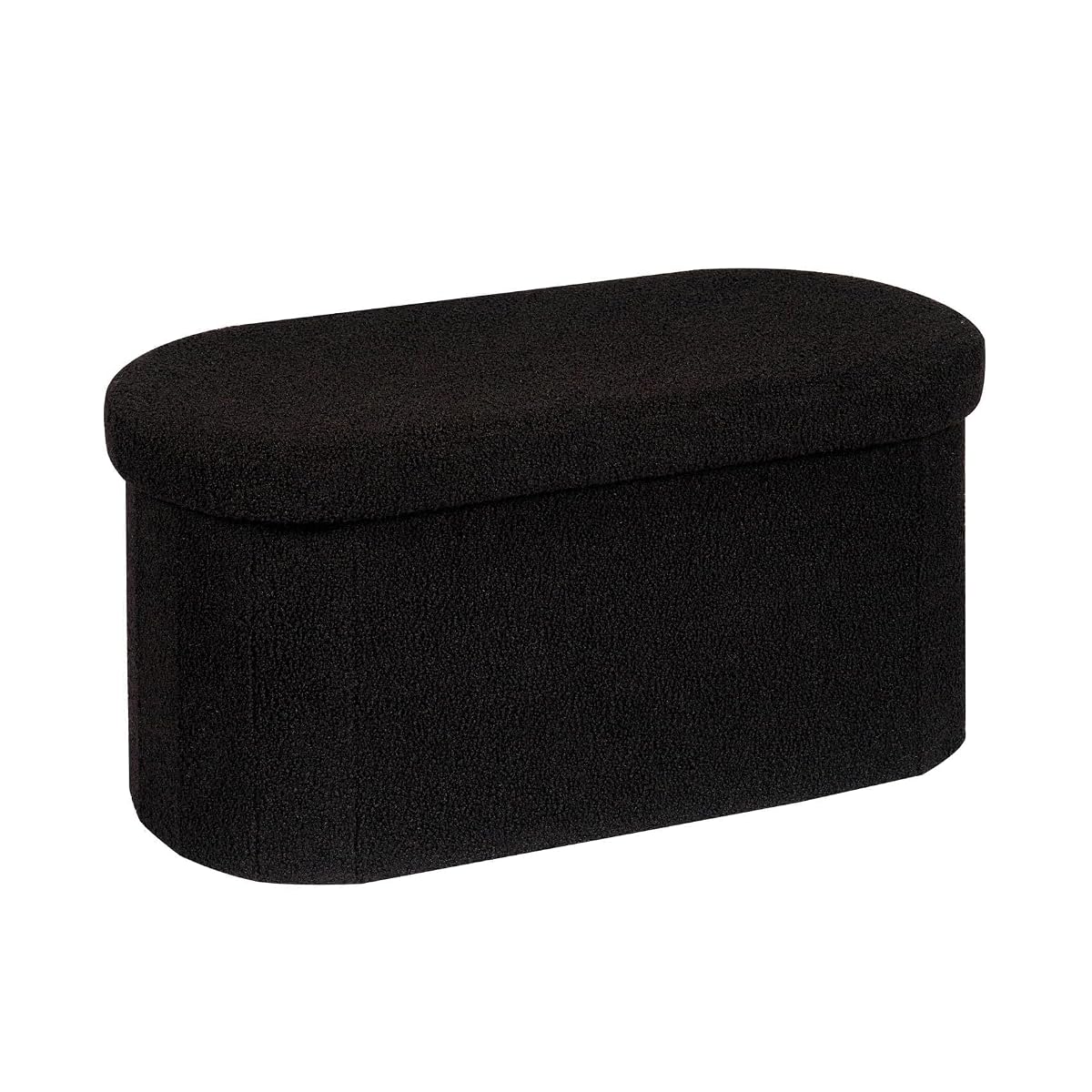 Storage Ottoman Bench Tufted Oval Ottomans Bench Foot Rest, Boulce Bench with Storage 30"x15"x15" (Black)