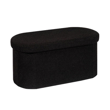 Storage Ottoman Bench Tufted Oval Ottomans Bench Foot Rest, Boulce Bench with Storage 30"x15"x15" (Black)