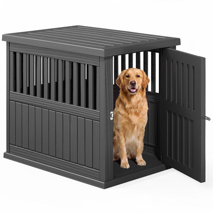 Heavy Duty Dog Crate Furniture Lockable Indoor Outdoor Kennel & End Table