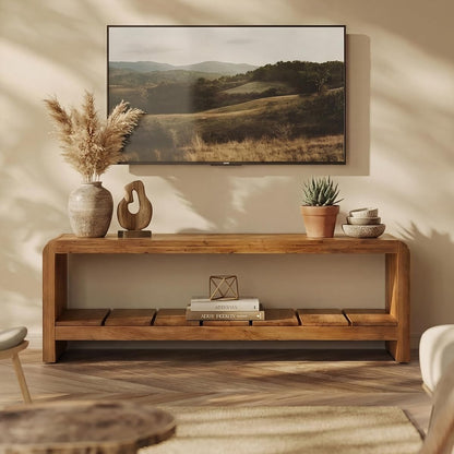 59.06" TV Stand for 55/60/65-Inch TVs, Farmhouse Media TV Console with Storage Shelf, Long Entertainment Center Television Stand for Living Room, Bedroom, Walnut Brown