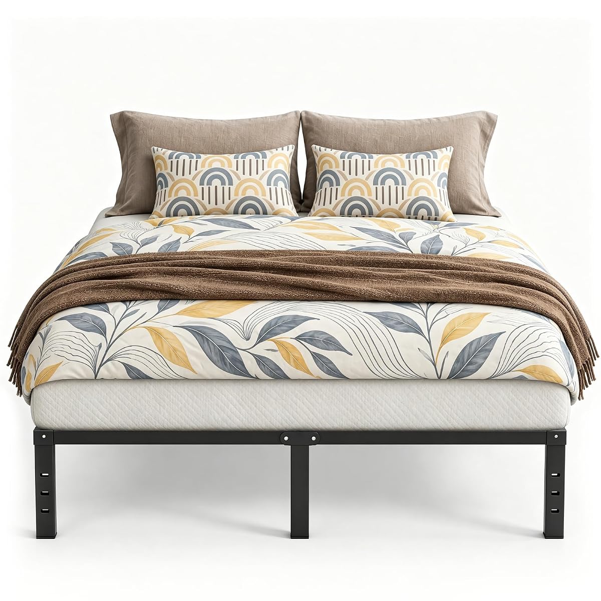14 in Queen Bed Frame, Metal Platform Bed 15-Minute Solo Setup