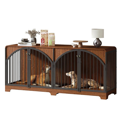 78" Farmhouse Dog Crate Furniture for 2 Large Dogs
