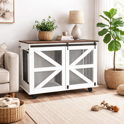 YOPTO 47.2" Double Dog Crate Furniture with Removable Divider