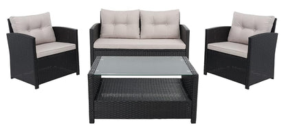 Safa Vieh Black/Light Grey Cushions Patio Set