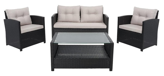 Safa Vieh Black/Light Grey Cushions Patio Set