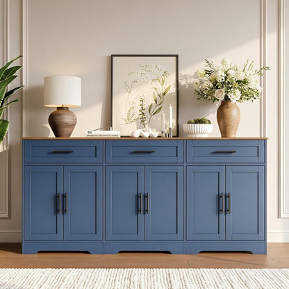 71” Large Sideboard Buffet Cabinet with Storage, Navy Blue