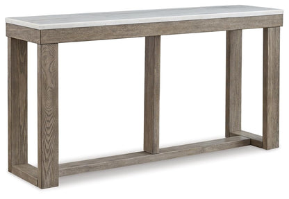 Signature Design by Ashley Loyaska Casual Sofa Table with Marble Top, Brown & White