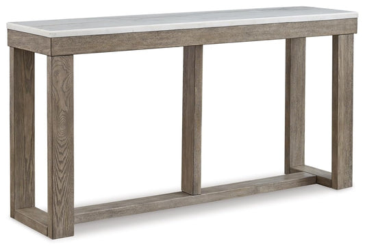 Signature Design by Ashley Loyaska Casual Sofa Table with Marble Top, Brown & White