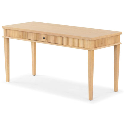 SAFAVIEH Couture Collection Shelbie Oak Brown & Black 1-Drawer Reeded Computer Table Office Writing Desk