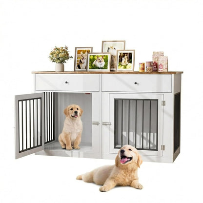 60" Dog Crate Furniture for 2 Dogs