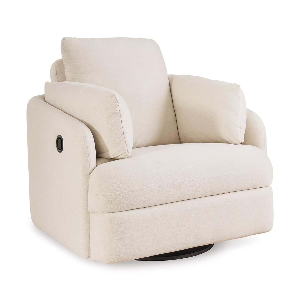 Signature Design by Ashley Modmax Coastal Press-Back Swivel Glider Rocker Recliner with Machine Washable Cover, Hidden Storage Compartments and 2 Bolster Pillows, Beige