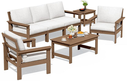 HDPE Outdoor Patio Furniture Set | with Coffee Table & Side Table