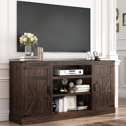 66" Farmhouse TV Stand with Power Outlets for 75 Inch TVs