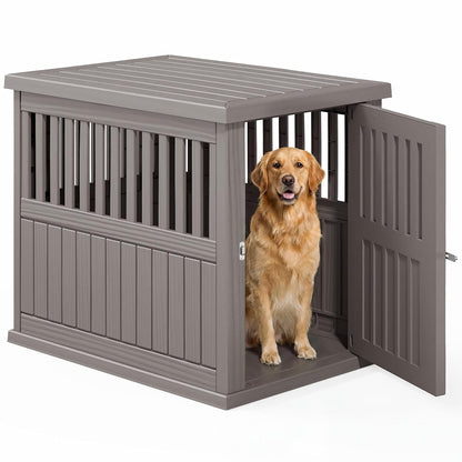 Heavy Duty Dog Crate Furniture Lockable Indoor Outdoor Kennel & End Table