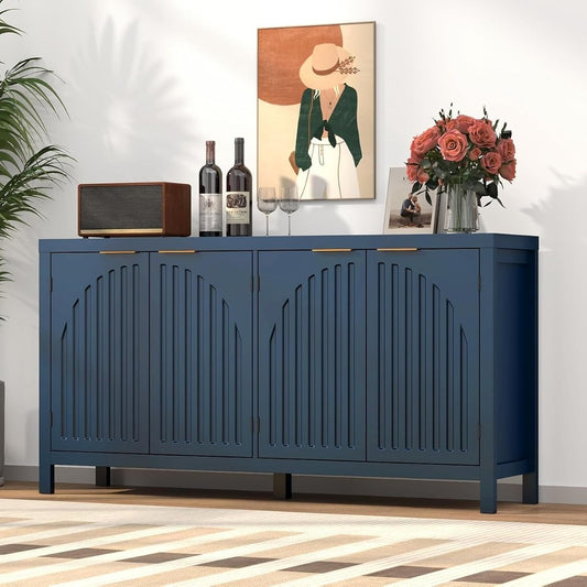 58" Modern Fluted Sideboard Buffet Cabinet with Storage