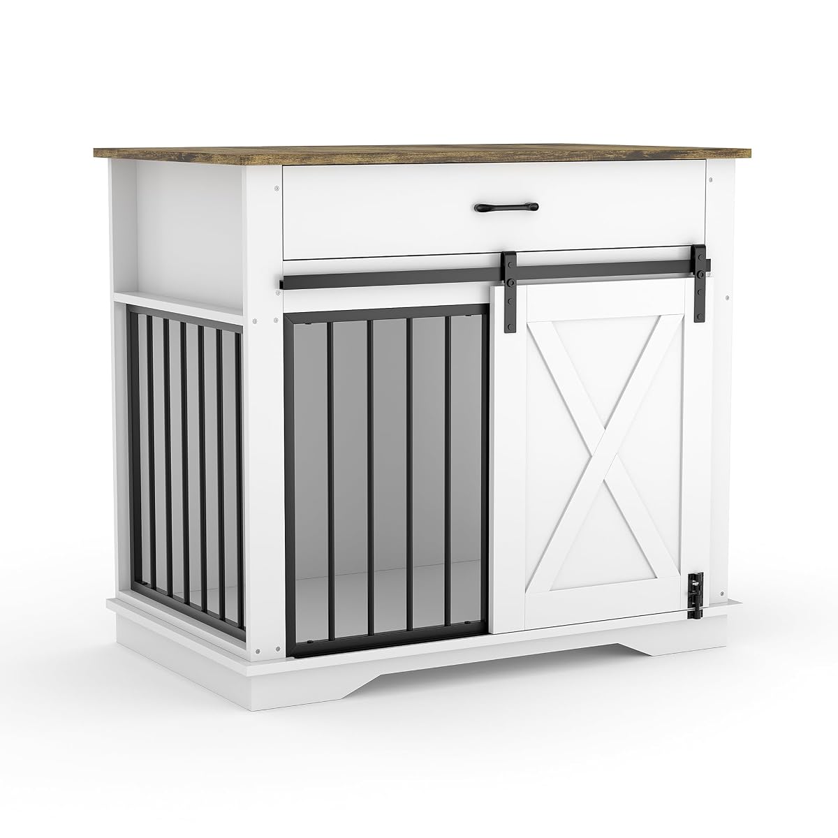 38" Farmhouse Dog Crate Furniture with Sliding Barn Door